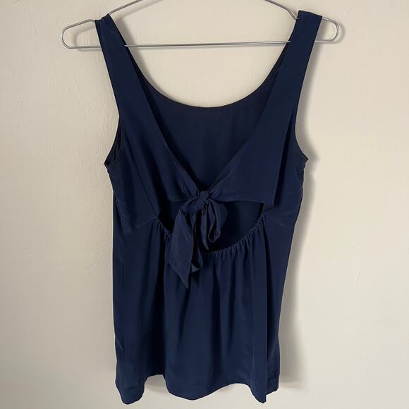 Madewell 100% Silk Lookout Bow Back Sleeveless Tank Top Blue Size XS - Picture 7 of 15